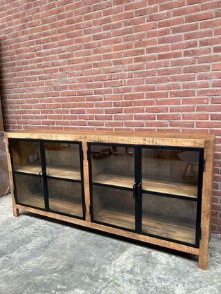 mango dressoir, naturel/zwart